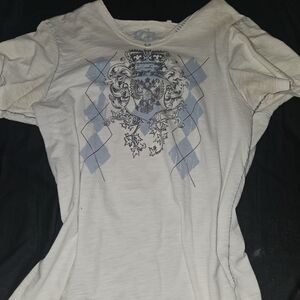 Guess White and Blue Graphic Tee